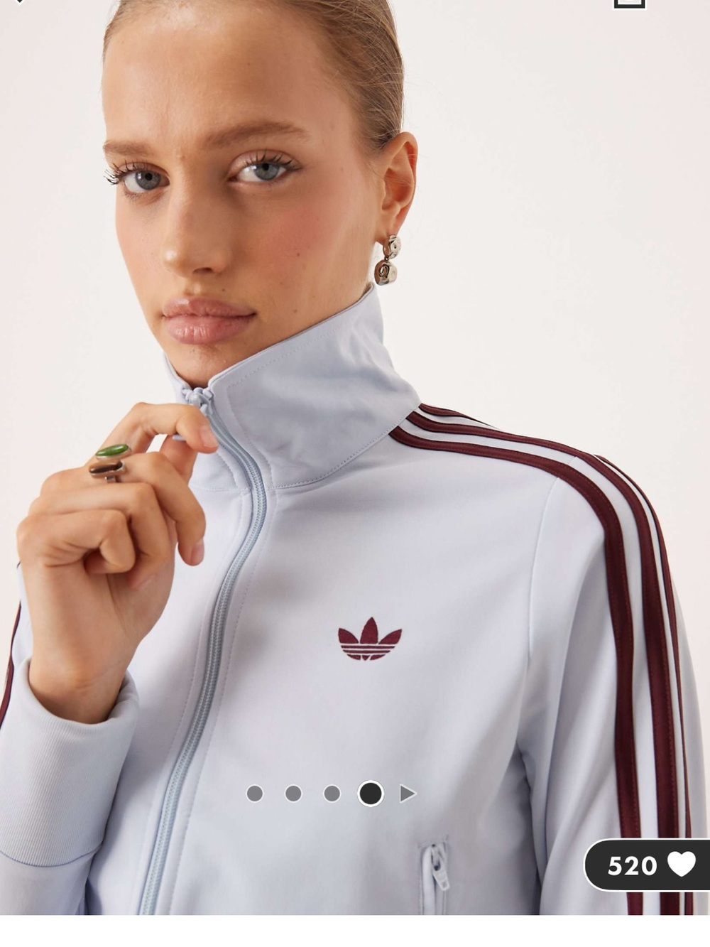 adidas Classic Firebird Jacket  Light Blue  with Maroon Stripes